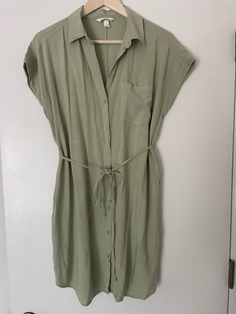 H&M MAMA Sage Green Maternity Shirt Dress Size S